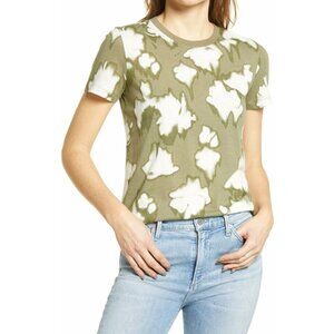 Halogen Olive Branch Fiona Floral Camo Tee Top in Olive Size M